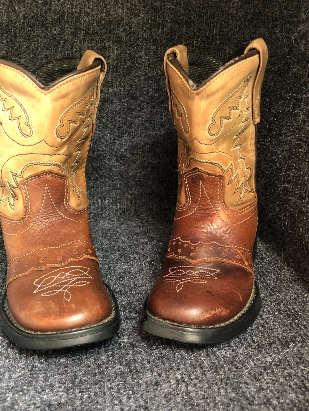 Old West Kids Two-Tone Brown & Tan Cowboy Boots